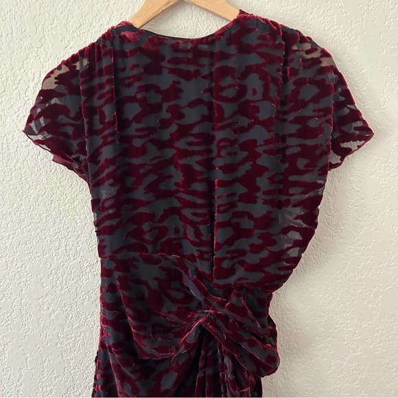 Zara Draped wine velvet mesh dress nwt women’s size XS - Picture 6 of 15